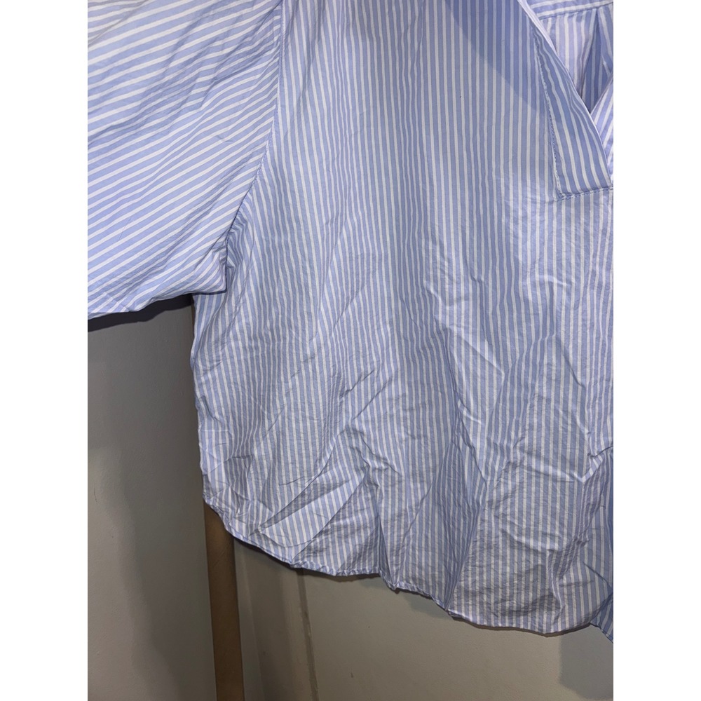 HM Womens 4XL Blue White Striped Button Down Shirt Long Sleeve Oversized Top - Picture 4 of 8